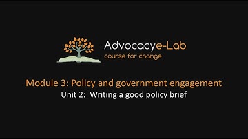 Unit 2: Writing a good policy brief