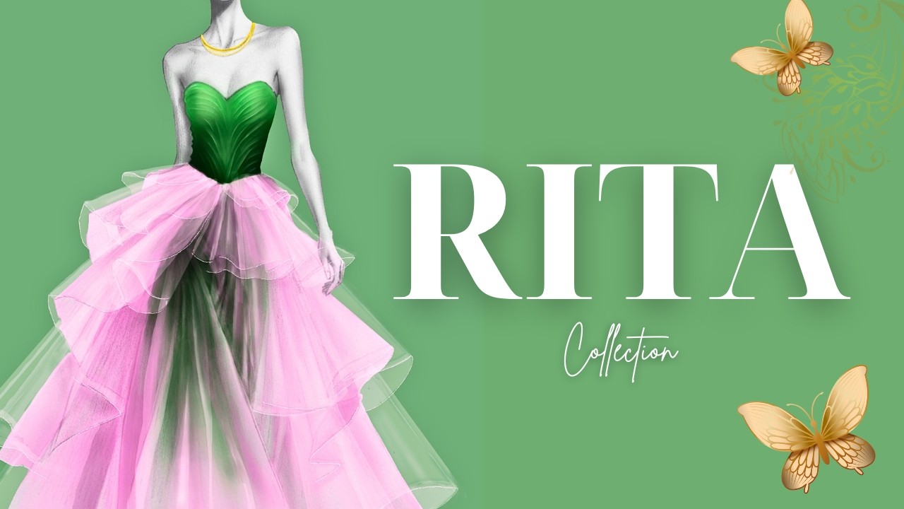 Luxury Couture Fashion Sketch✨| Green Corset & Pink Tulle Gown | High Fashion Illustration