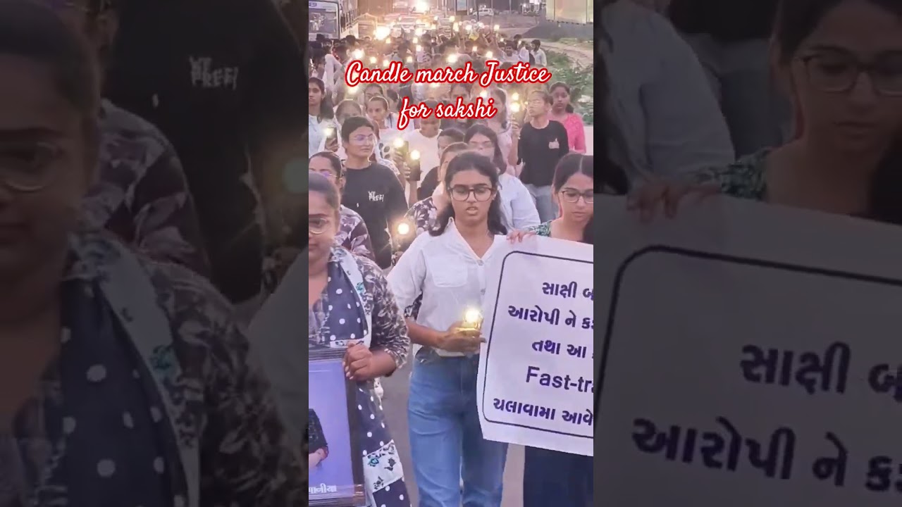 Candle march justice for sakshi J.B thakkar commerce college to Jubilee circle bhuj kutch