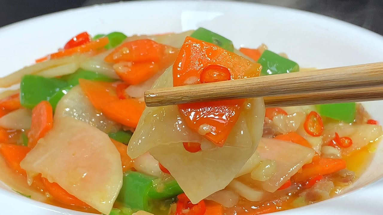 白蘿蔔炒胡蘿蔔 清甜下飯超好吃【阿朝哥美食】 