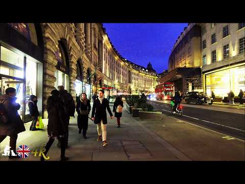 walking through London streets at night 4k
