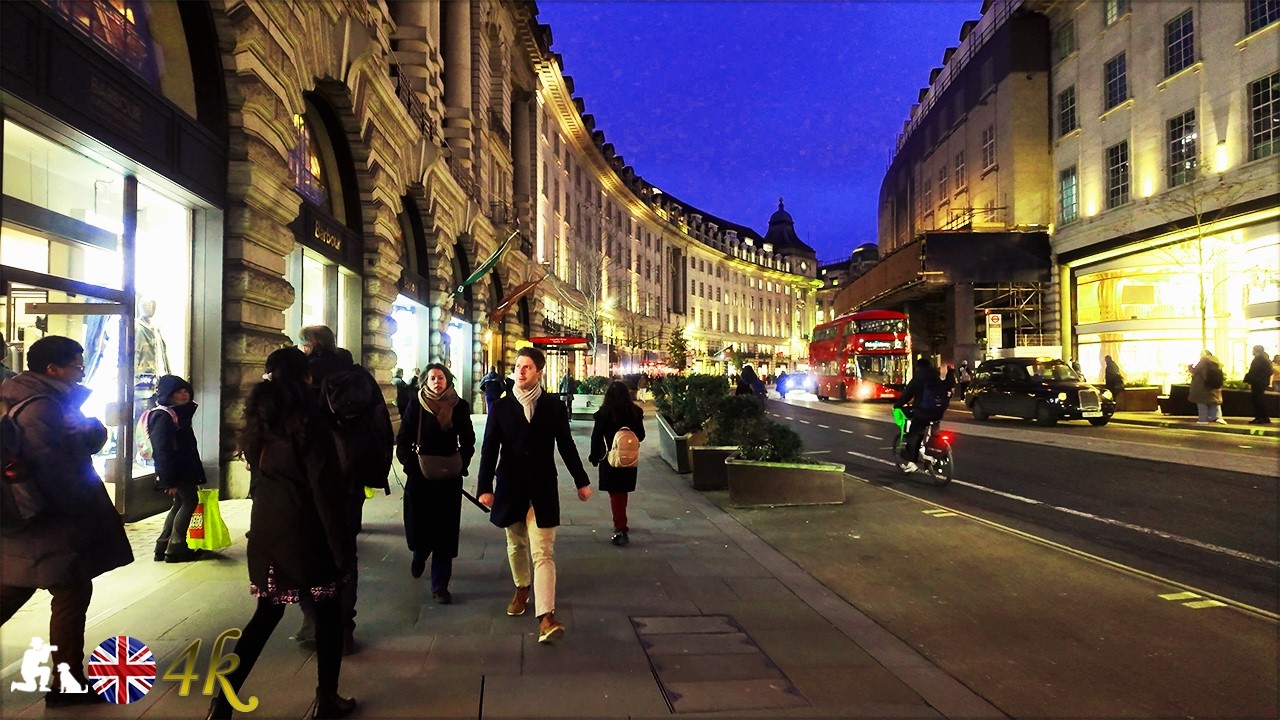 walking through London streets at night 4k