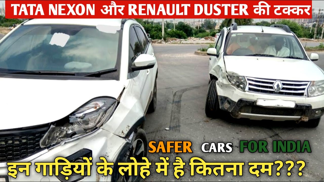 Tata Nexon and Renault Duster Impact at High Speed 😲 Which Shows Build