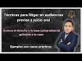 Técnicas para litigar en audiencias previas a juicio oral / parte I