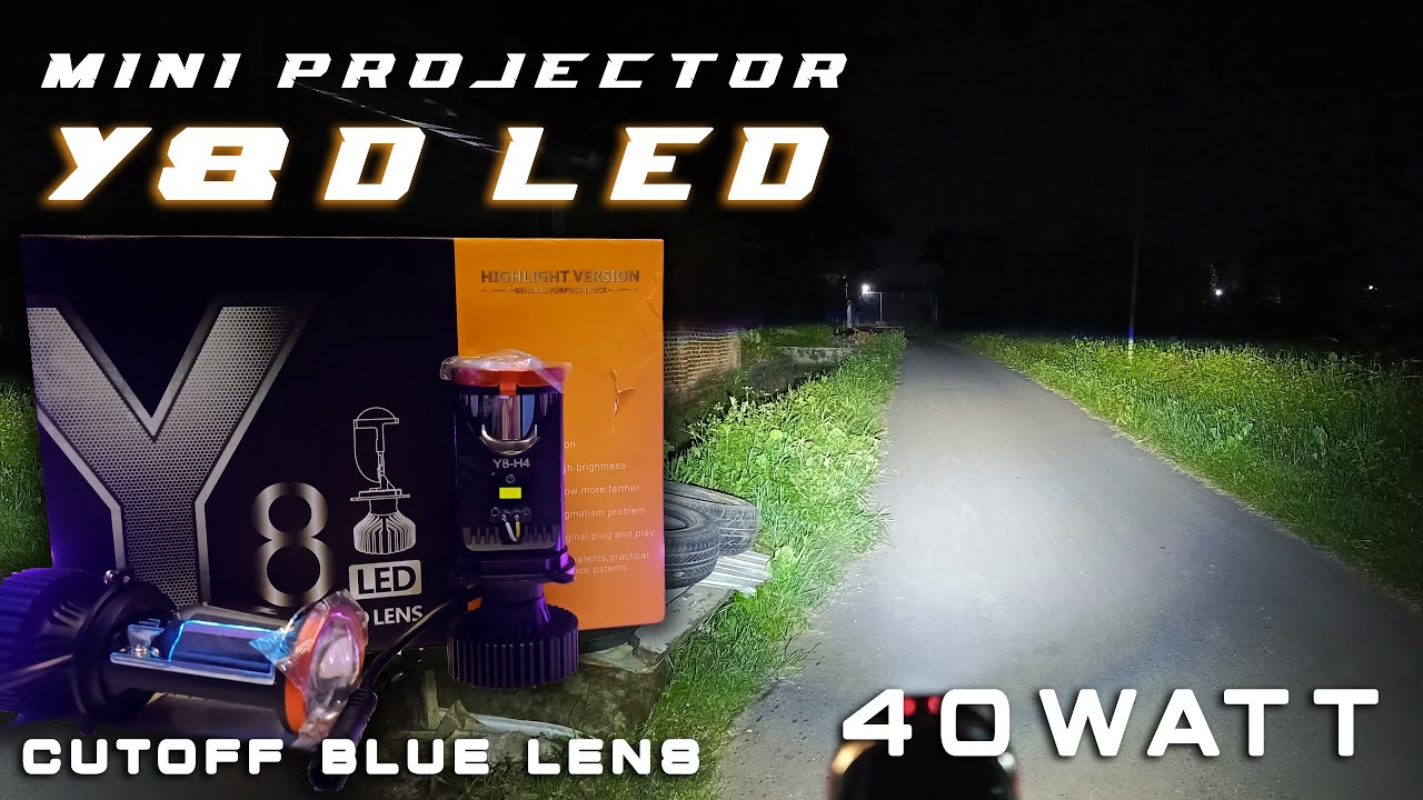 Led Projector Cut Off LED Mini Projector Y8D 40watt / CAHAYA Cut Off BLUE LENS - YouTube