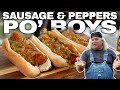 Sausage and pepper poboys with bruce mitchell  blackstone griddle