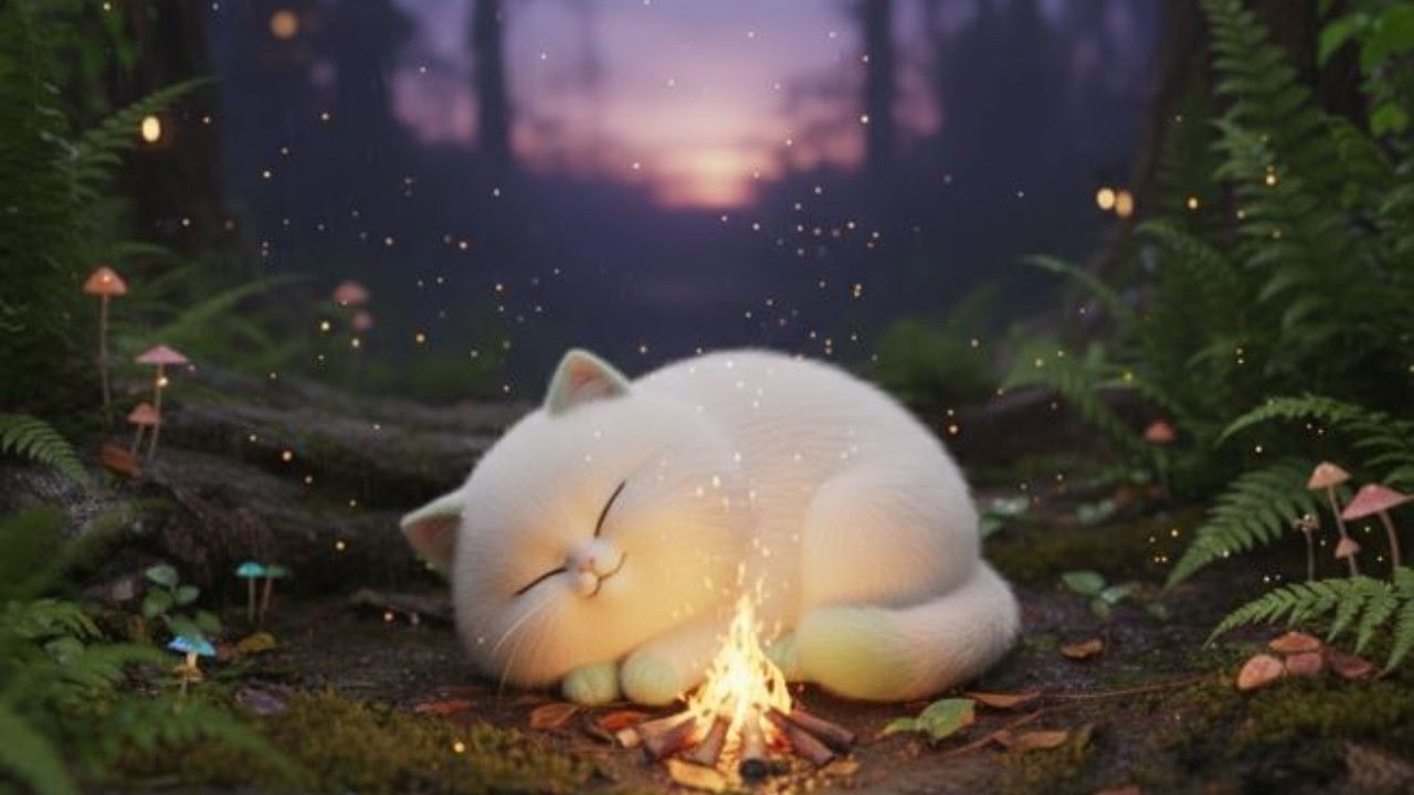 BABY SLEEP MUSIC 🌲 Nature Sounds & Music Box 🎵 Campfire Ambience (4 Hours, Dark Screen)
