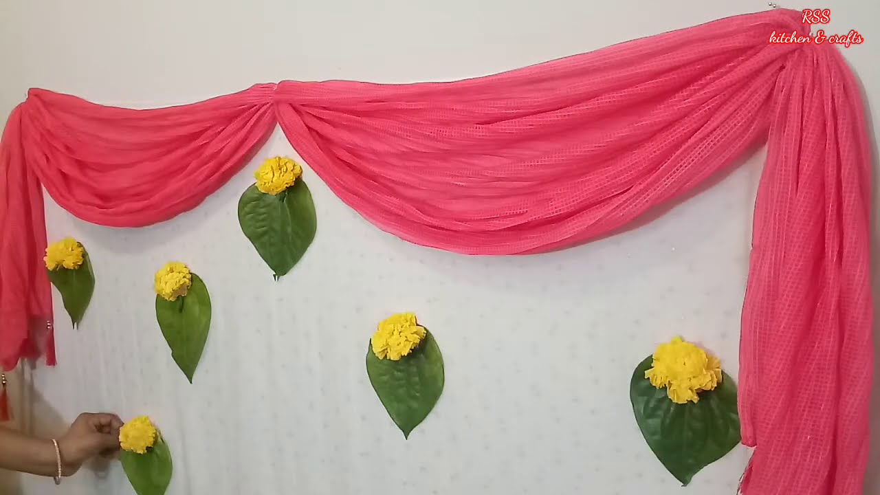 DIY Decorations ||Simple Background Decoration Idea with normal Chunni for  Festival - YouTube