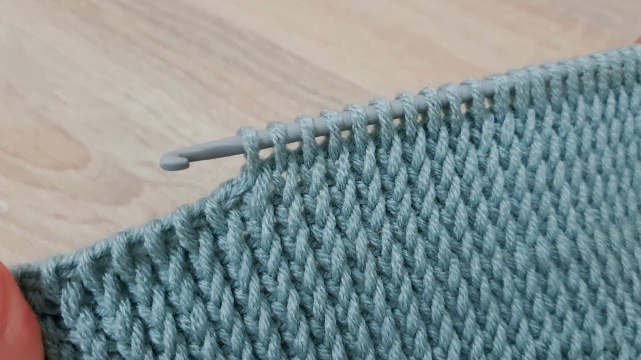 غرزة كروشيه تونسي جميلة وسهلة Tunisian crochet knit stitch