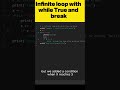 #3 understanding Infinite loop with while True and break