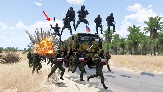 Panicked Russian troops jumped from their cars to try to escape the ambush