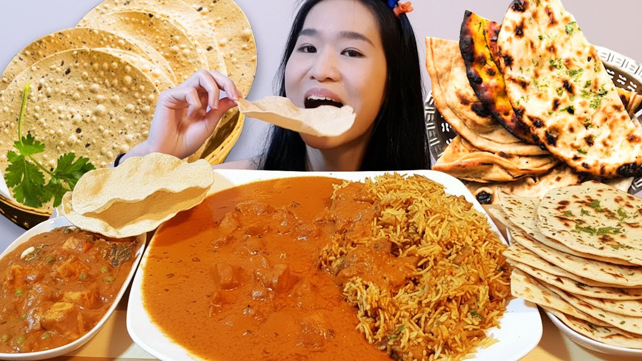 Extremely Satisfying Indian Biryani & Butter Chicken Mukbang! ASMR Eating Show