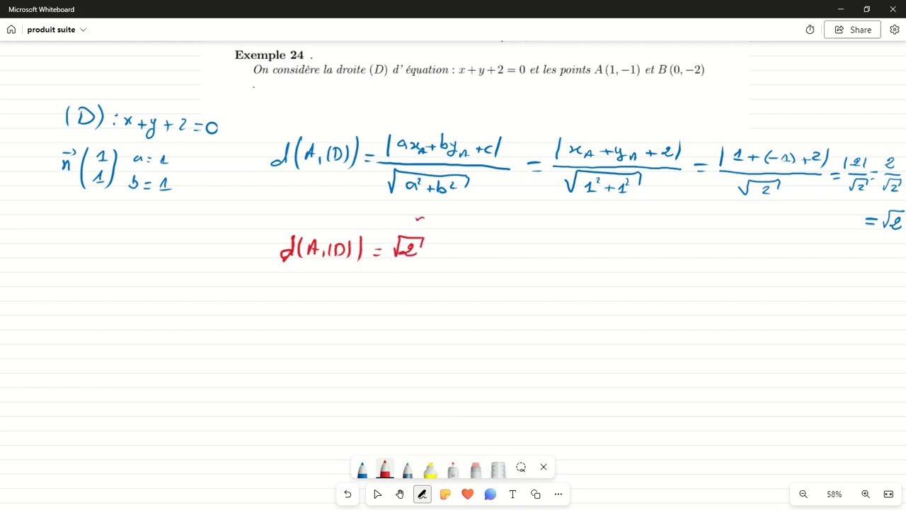 DISTANCE D'UN POINT A UNE DROITE