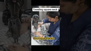 Short Kurti Ka Square Neck + Lace Work | Boutique Look Ghar Par #fashion #kurtidesign #youtubeshorts