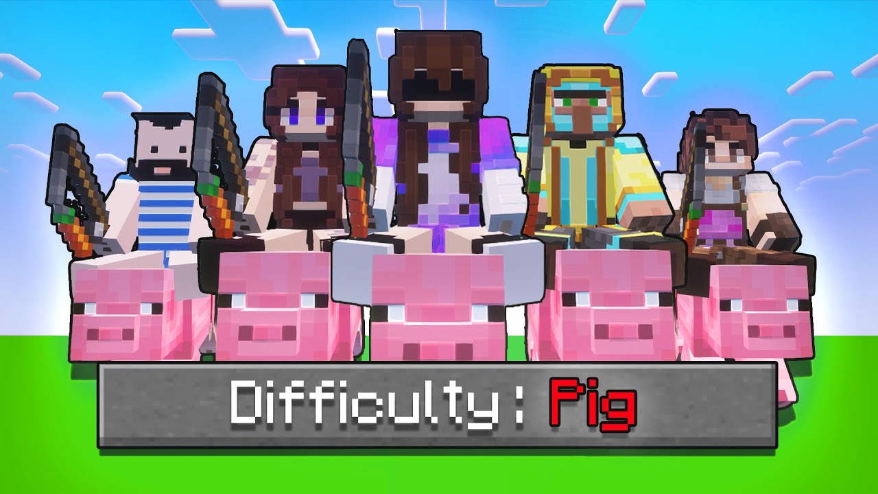 I Challenged 5 Youtubers to Beat Minecraft on Pigs - YouTube