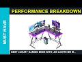 Best Luxury Gaming Desk with LED Lights Mr IRONSTONE Gaming Desk with LED Lights L Shaped
