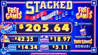 ++NEW Stacked Red White & Blue slot machine, Live Play & Bonus screenshot 4