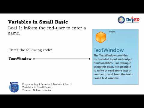 Using Variables in Small Basic (Quarter 2 Module 2)