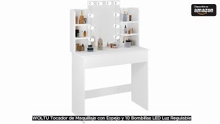 WOLTU Tocador de Maquillaje con Espejo y 10 Bombillas LED Luz Regulable