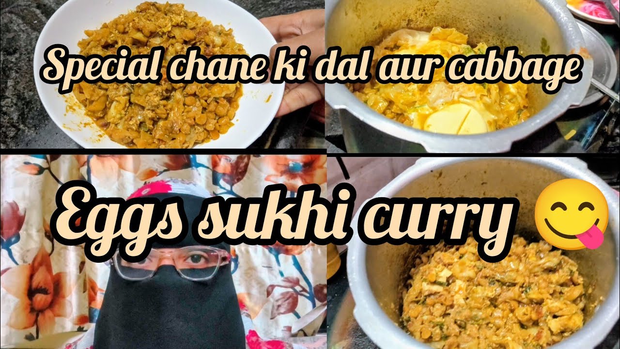 @HafsaKitchenKids  special chane ki dal aur cabbage eggs sukhi curry 😋🤤