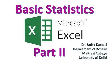 Statistical analysis iin Microsoft Excel By Dr. Sarita Kumari