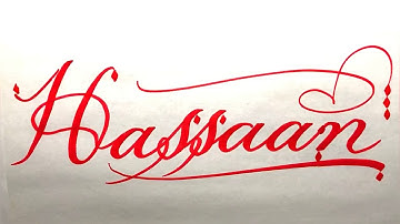 Hassaan Name Signature Calligraphy Status | How to Draw, Cursive Calligraphy with Cut Marker