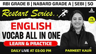 English Vocab Booster Class-73 | English for RBI, Nabard, SEBI & Other Exams | By Parneet Kaur