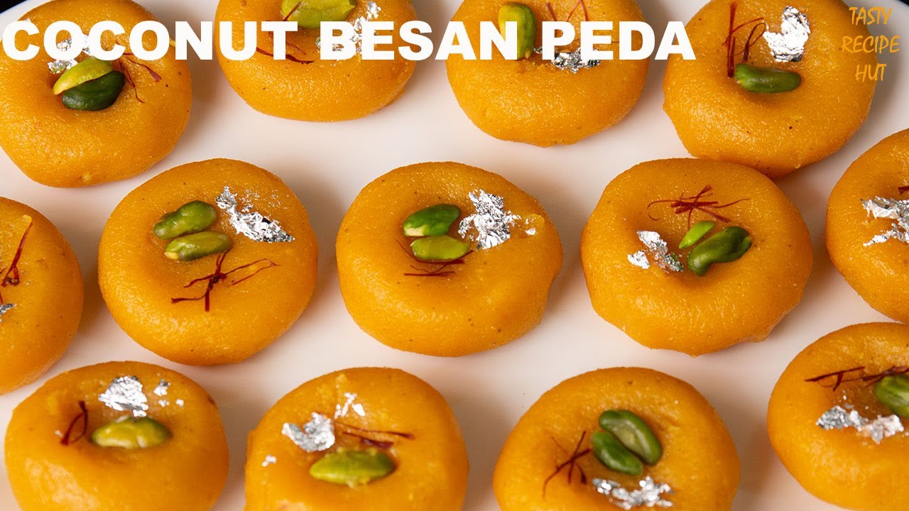 Coconut Besan Peda ! Quick & Easy Diwali Sweet | Tasty Recipe Hut