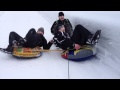 Snow tubing with the car / На ватрушке за машиной