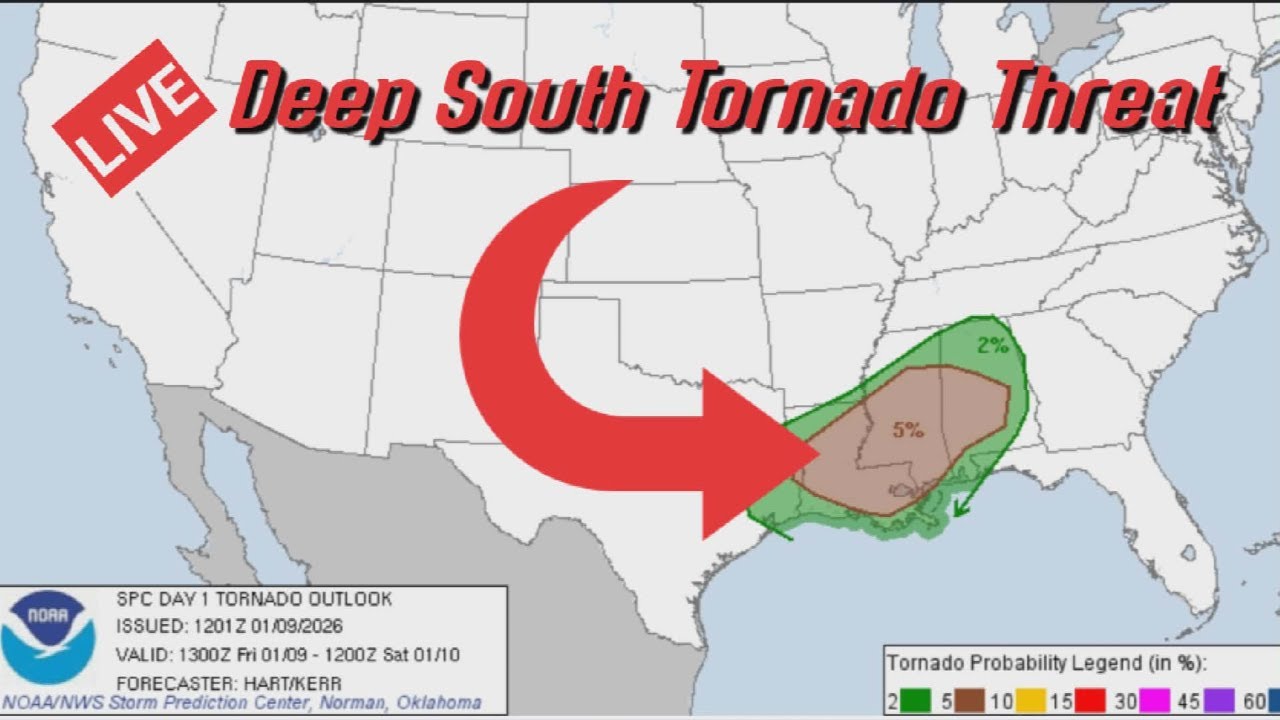 🔴STORM CHASERS LIVE🔴 Deep South Tornado Threat LA, MS, and AL! - YouTube