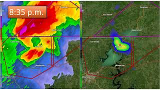 Circulation-centered radar loop of Bakersfield tornadic storm with warnings