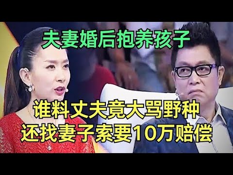 夫妻婚后抱养孩子, 谁料五年后, 丈夫竟污蔑孩子是野种, 还找妻子索要10万赔偿, 荒唐婚姻让人难以接受场【王芳王为念调解】