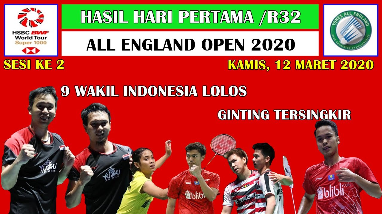 Hasil All England 2020 Hari Pertama ~ Ginting Tersingkir Di Babak Awal