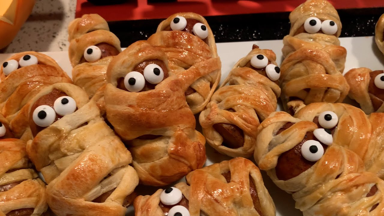 Halloween sausage mummy recipe YouTube