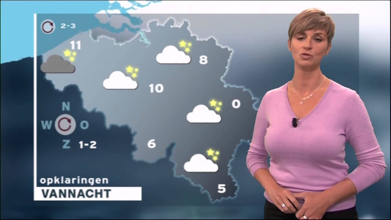 Weervrouw Sabine Hagedoren op 23 september 2014 met weerbericht voor Vlaanderen