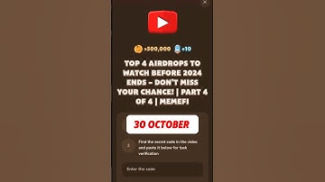 TOP 4 AIRDROPS TO WATCH BEFORE 2024 ENDS – DON’T MISS YOUR CHANCE! | PART 4 OF 4 | MEMEFI #memefi