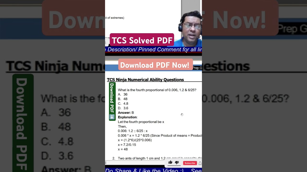 1/n Solved Aptitude Questions TCS NQT & TCS Ninja PDF 2024| Aptitude questions & answers TCS #tcsnqt