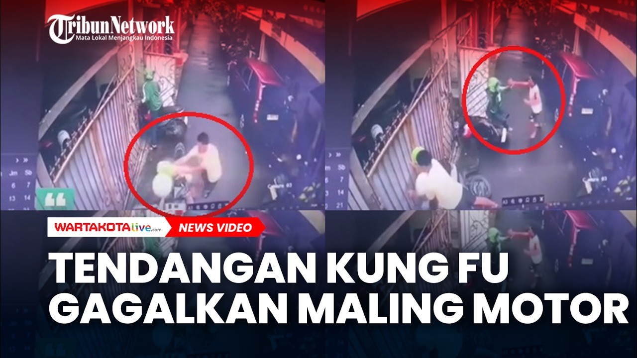 Tendangan Kung Fu Gagalkan Maling Motor di Jalan Biduri