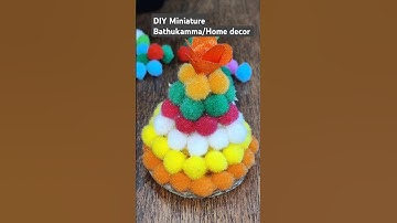 Diy bathukamma with pom pom#craft#shorts#youtube