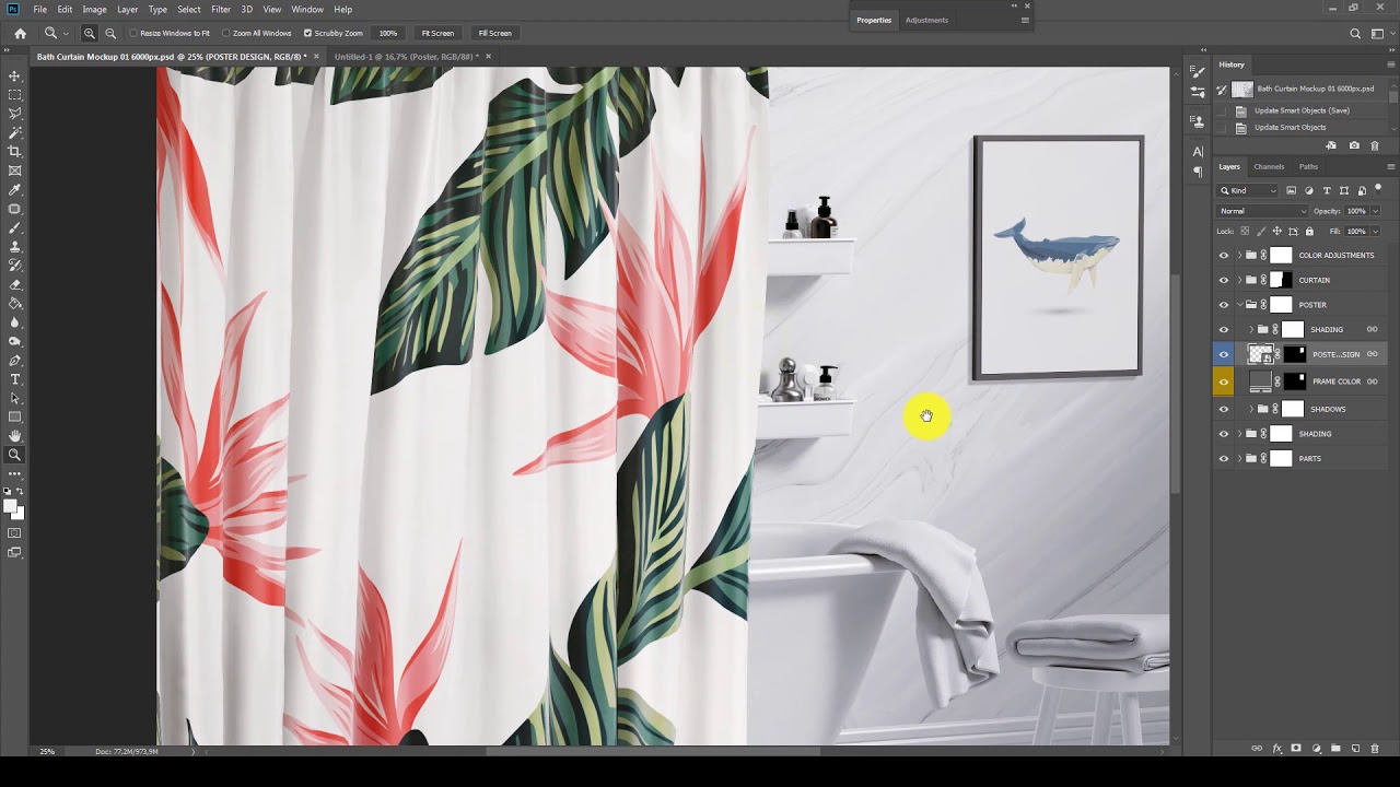 Bath Curtain Mock Up 3d Mockup For Photoshop Video Tutorial Youtube