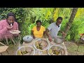 CUCUMBER, RED HERRING & CHO CHO with YELLOW YAM DUMPLING & BANANAS.