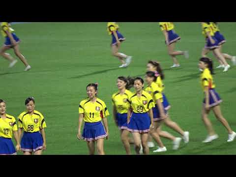 【早慶クラシコ第70回早慶サッカー定期戦】ハーフタイムショー；ゲストのファンキー加藤さんと早慶チアとの素晴らしいコラボショー“ATOHITOTSU”