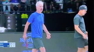 Pickleball: Quick hands at net by McEnroe and Chang
