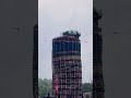 Police car on top of bonfire in Northern Ireland