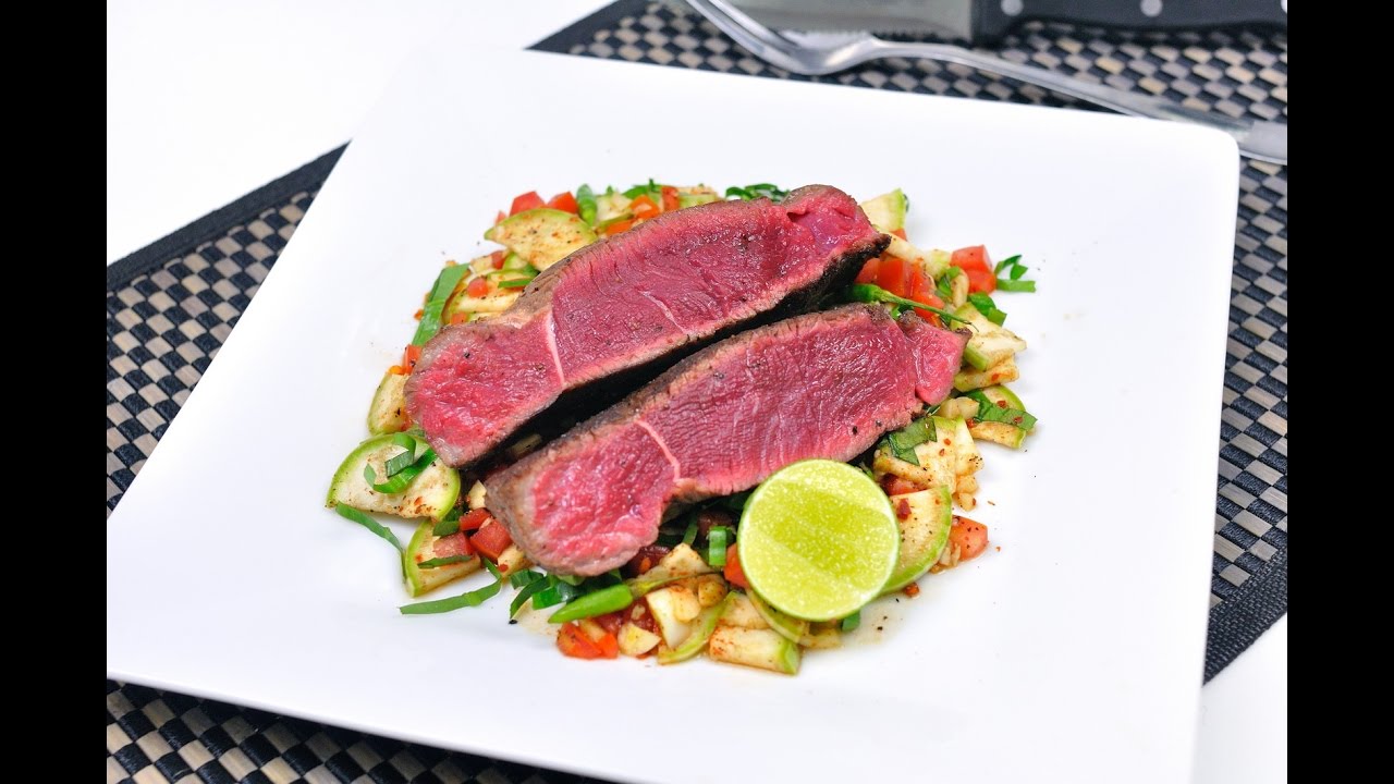 สันในย่างกับซัลซ่ามะเขือเปราะ Fillet Mignon with Brinjal Salsa
