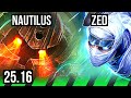 NAUTILUS vs ZED (JGL) | 13/2/23, Legendary | EUW Grandmaster | 25.16