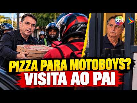 Flávio Bolsonaro delivers pizza while meeting with delivery drivers and visits Bolsonaro under ho...