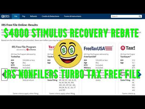 ?IRS 1040 Non Filers Stimulus Check Recovery Rebate Credit Walk Through Turbo Tax Free File Tutorial