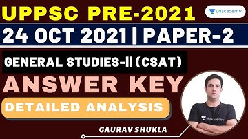 UPPSC Pre 2021 | CSAT | Paper-2 | Detailed Analysis & Complete Answer Key | Gaurav Shukla
