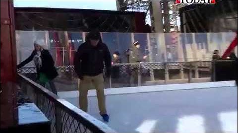 Ice rink installed halfway up Eiffel Tower